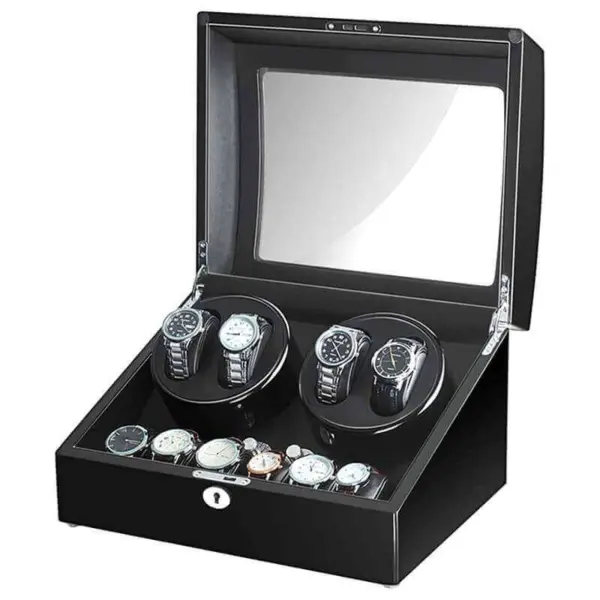 Piano Black Watch Winder with Storage for 4 Watches #1