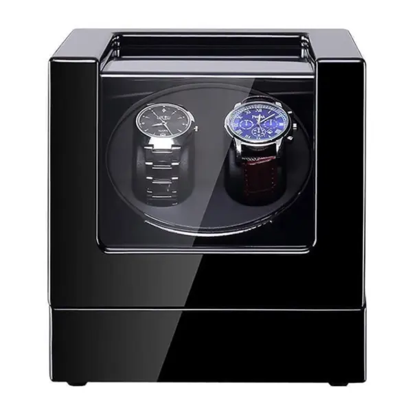 Piano Black Watch Winder with LED Lights for 2 Watches #2