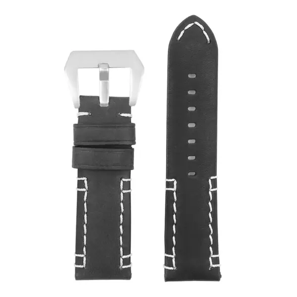 p618.1.22 Main Black DASSARI Vagabond Hand Stitched Leather Watch Band Strap 22mm 24mm 26mm