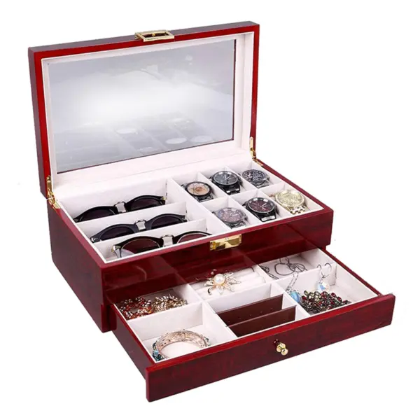 Cherry Double Layer Combination Watch, Sunglasses & Jewelry Box #1