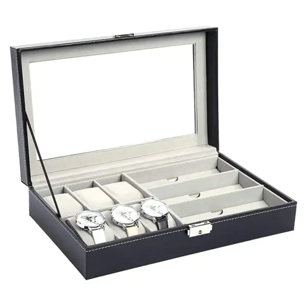 Matte Black Combination Watch Sunglasses Box for 6 Watches #1
