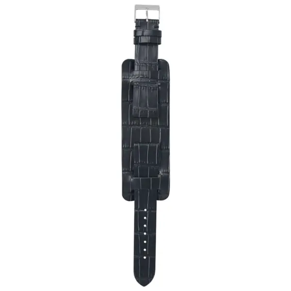 ds23.1 Main Black StrapsCo DASSARI Vintage Alligator Embossed Leather Cuff Strap