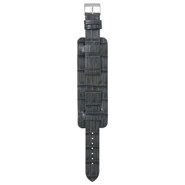 ds23.7 Main Grey StrapsCo DASSARI Vintage Alligator Embossed Leather Cuff Strap