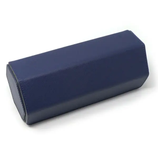 wr8.5.7.ss .3 Closed Blue Grey Silver hardware StrapsCo DASSARI Premium Saffiano Leather Octo Roll Watch Roll