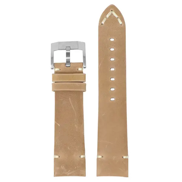 skt.l3.17 22 Main Light Brown StrapsCo DASSARI Vintage Leather Strap w Minimal Stitching for Seiko Turtle