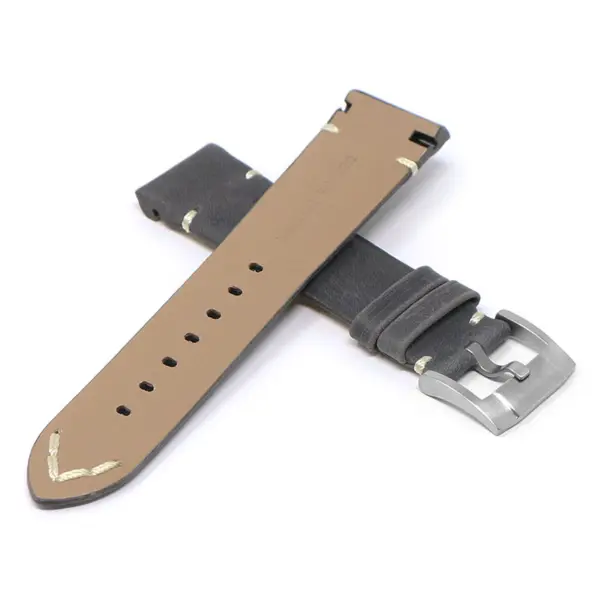 skt.l3.7 22 Cross Grey StrapsCo DASSARI Vintage Leather Strap w Minimal Stitching for Seiko Turtle