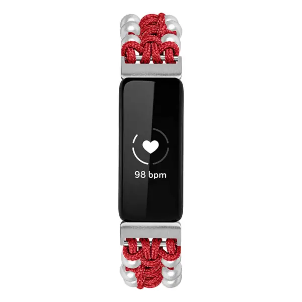 fb.ny34.6 Front Red StrapsCo Adjustable Bead Strap for Fitbit Inspire 2