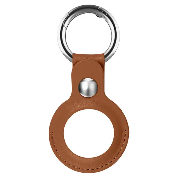 a.at11.2 Main Brown StrapsCo Leather Keyring Apple AirTag Holder Protective Case