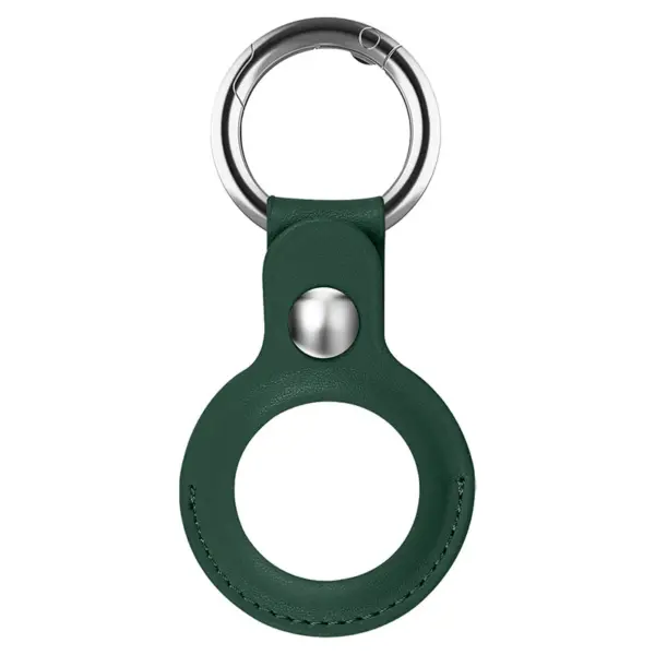 a.at11.11 Main Green StrapsCo Leather Keyring Apple AirTag Holder Protective Case