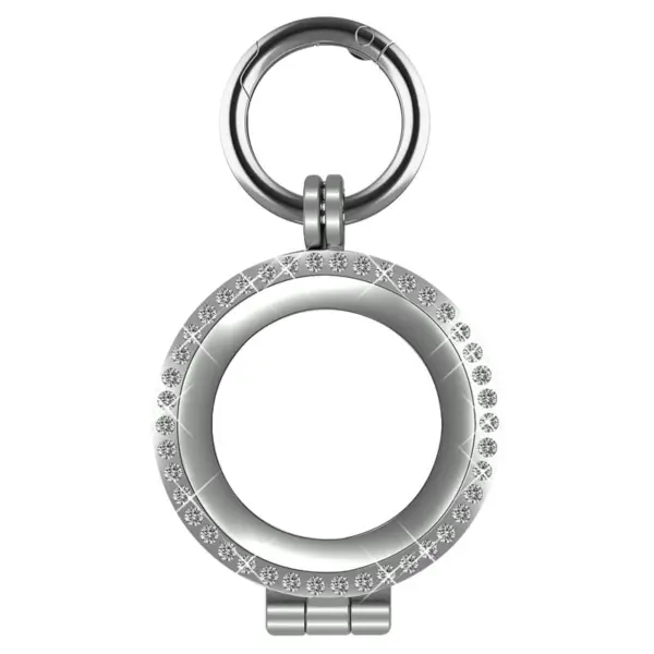 a.at10.ss Main Silver StrapsCo Stainless Steel Bedazzled Keyring Apple AirTag Holder Protective Case 1