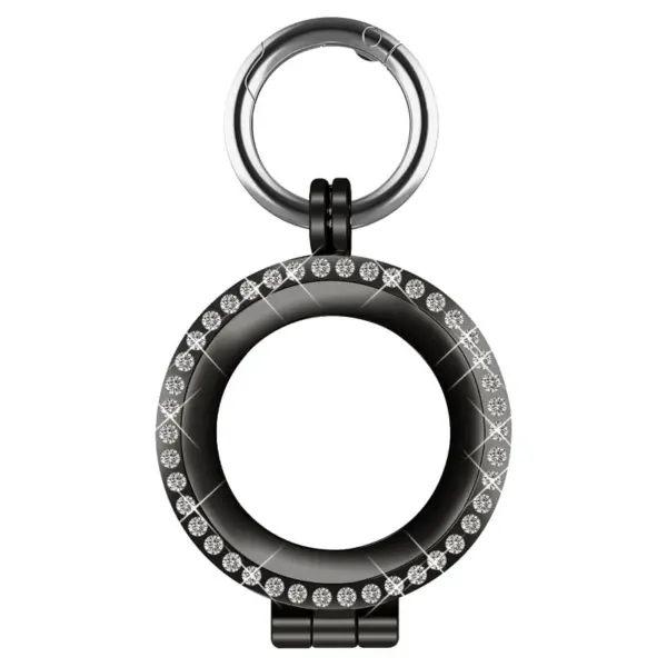 a.at10.mb Main Black StrapsCo Stainless Steel Bedazzled Keyring Apple AirTag Holder Protective Case 1