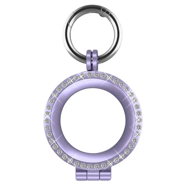 a.at10.18 Main Purple StrapsCo Stainless Steel Bedazzled Keyring Apple AirTag Holder Protective Case 1