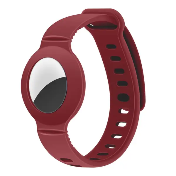 a.at6 .6 Main Sangria StrapsCo Silicone Rubber Wrist Band Strap Apple AirTag Holder Protective Case