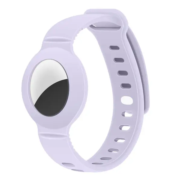 a.at6 .18 Main Lavender StrapsCo Silicone Rubber Wrist Band Strap Apple AirTag Holder Protective Case