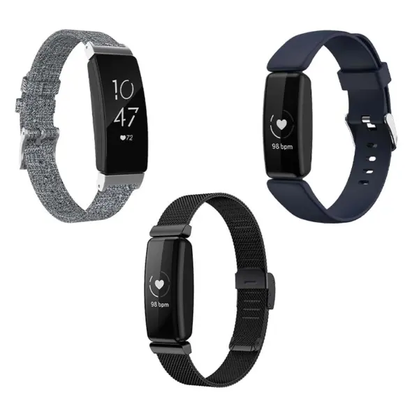Mens Strap Bundle for Fitbit Inspire 2 Grey Black Navy Blue