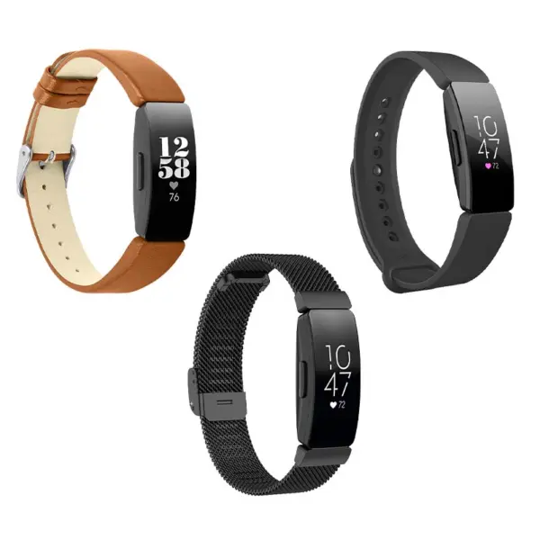Mens Strap Bundle for Fitbit Inspire Brown Black Black