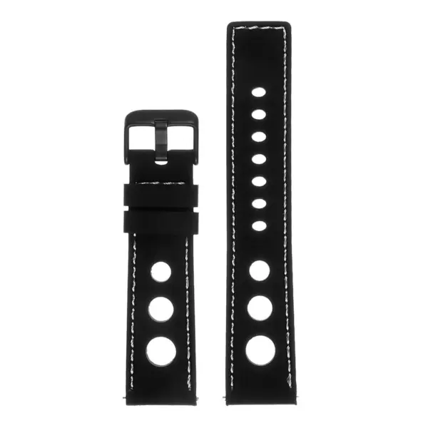 Pu11.1.22.mb Silicone Rally Strap In Black W White Stitching W Matte Black Buckle 3