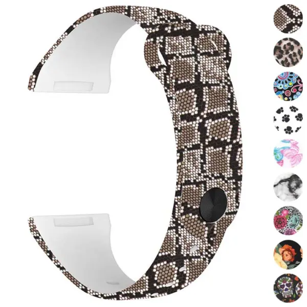 fb.r62.a Gallery Snake Pattern StrapsCo Pin and Tuck Silicone Rubber Watch Band Strap for Fitbit Versa 3 Sense