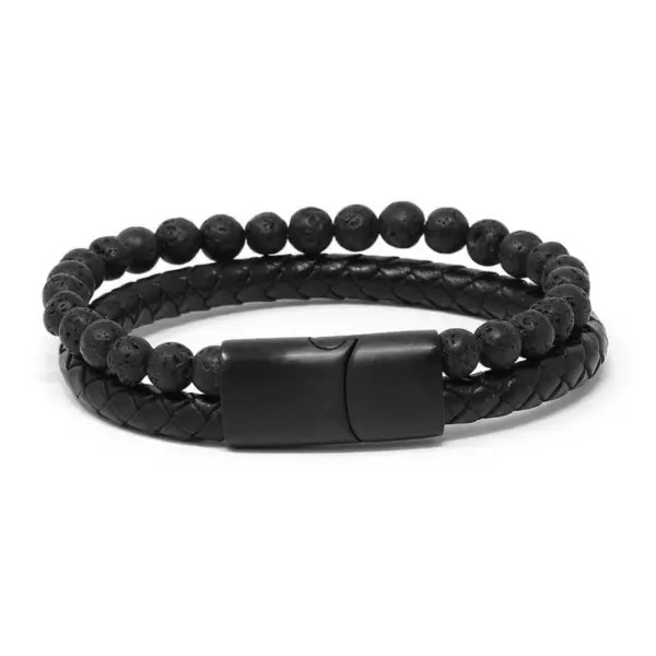 Lava Stone & Bolo Leather Bracelet