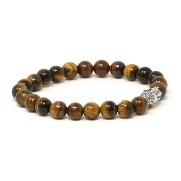Bx4.2 Angle Brown (Silver Bead) StrapsCo Tiger Eye’s Bracelet