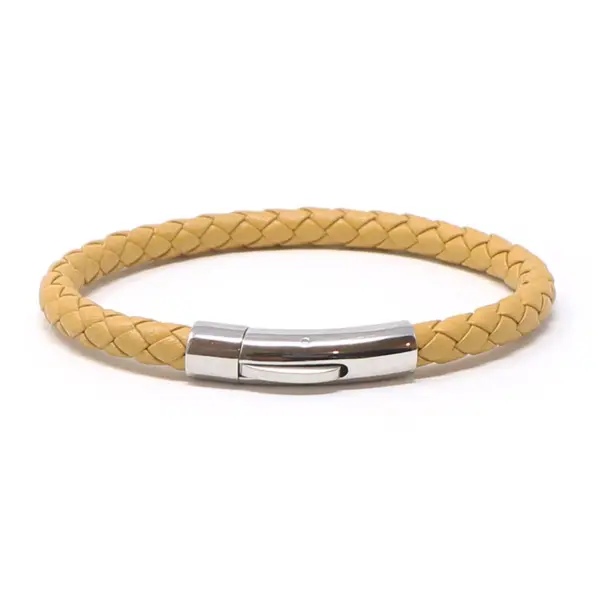 bx3.10.ps Main Yellow StrapsCo Leather Bolo Bracelet with Silver Clasp
