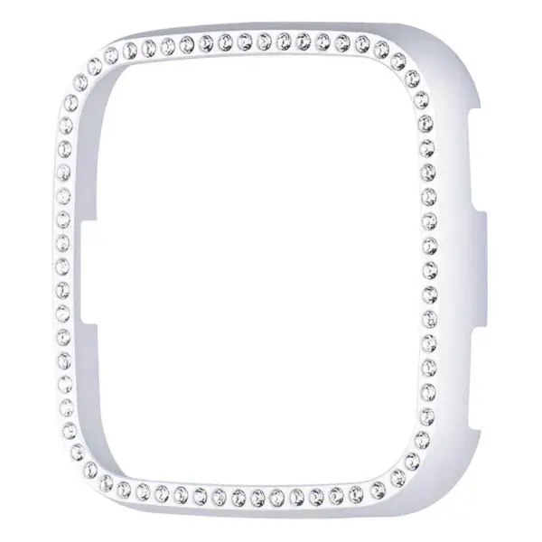 fb.pc11.ss Main Silver StrapsCo Alloy Metal Protective Case w Rhinestones for Fitbit Versa