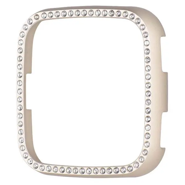 fb.pc11.yg Main Champagne Gold StrapsCo Alloy Protective Case w Rhinestones for Fitbit Versa