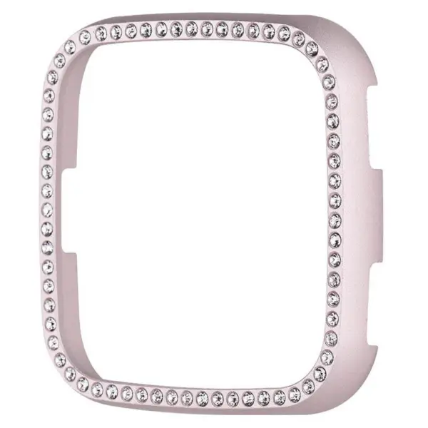 fb.pc11.rg Main Rose Gold StrapsCo Alloy Metal Protective Case w Rhinestones for Fitbit Versa