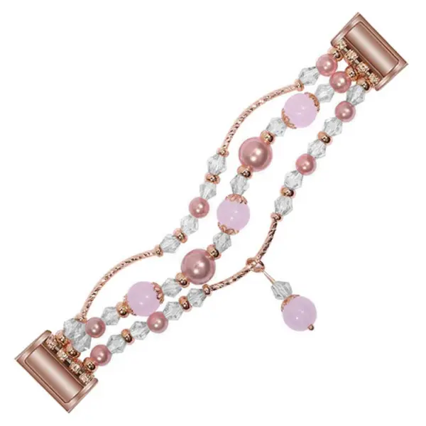 fb.m123.rg .18 Main Rose Gold Purple StrapsCo Bead Bracelet w Rhinestones for Fitbit Charge 4 3