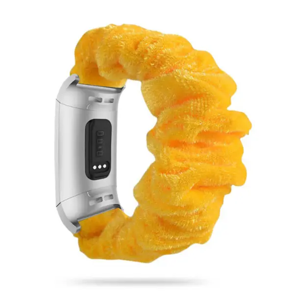fb.w2.10 Main Yellow StrapsCo Fuzzy Elastic Scrunchie Watch Band Strap for Fitbit Charge 4 Charge 3