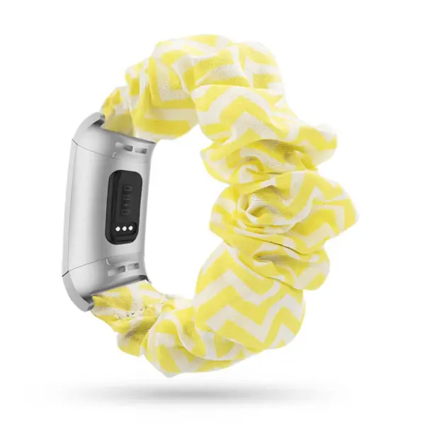 fb.w1.10.22 Main Yellow White StrapsCo Elastic Scrunchie Watch Band Strap for Fitbit Charge 4 Charge 3