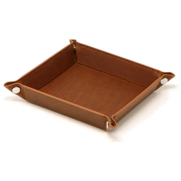 DASSARI Vintage Leather Valet Tray In Rust