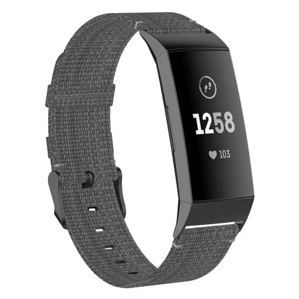 fb.ny18.7 Main Grey StrapsCo Canvas Woven Watch Band Strap for Fitbit Charge 4 Charge 3