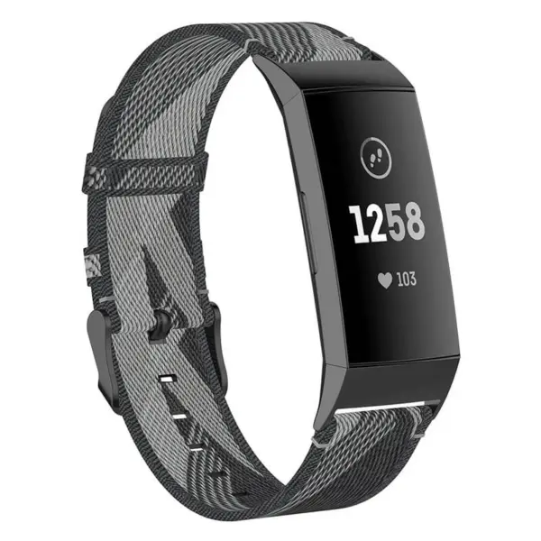 fb.ny18.7a Main Grey Black StrapsCo Canvas Woven Watch Band Strap for Fitbit Charge 4 Charge 3