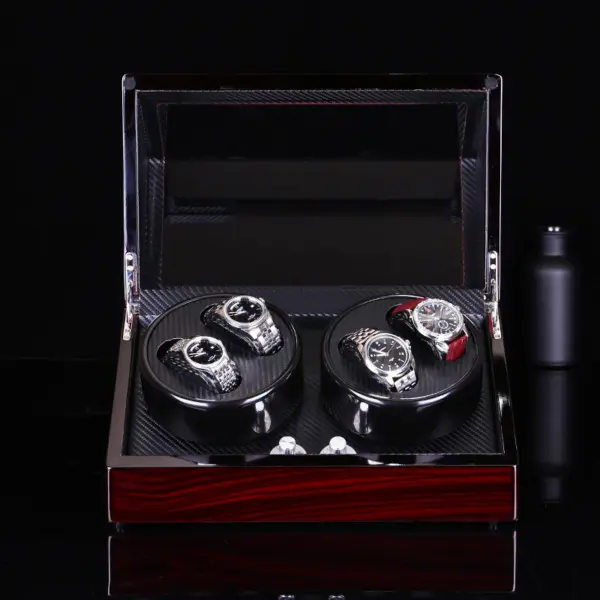 Wood Watch Winter With Carbon Fiber Interior For 4 Watches 3