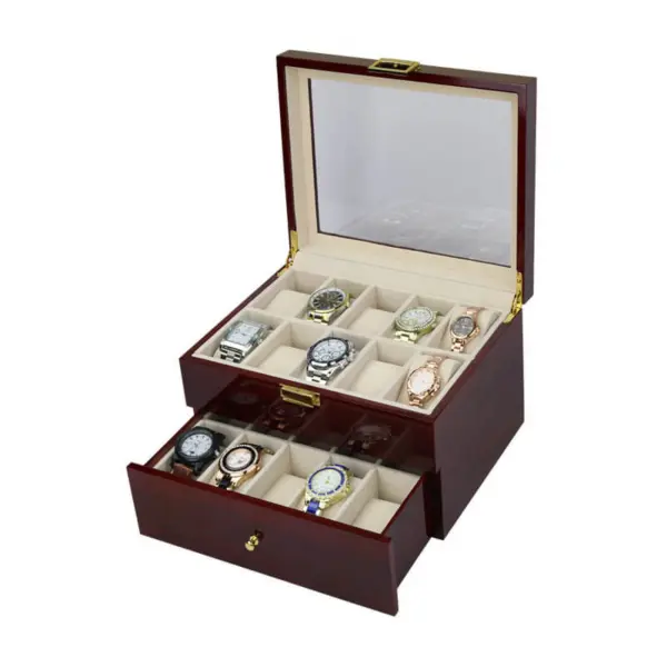 Wood Watch Box with Drawer for 20 Watches 3