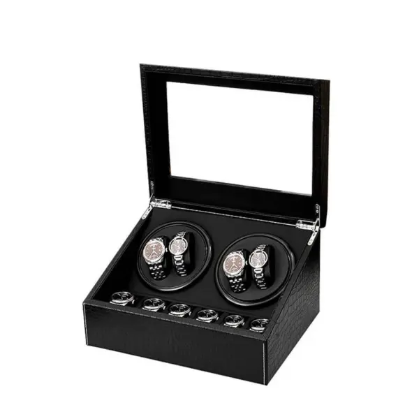 Alligator Leatherette Watch Winder For 4 Watches