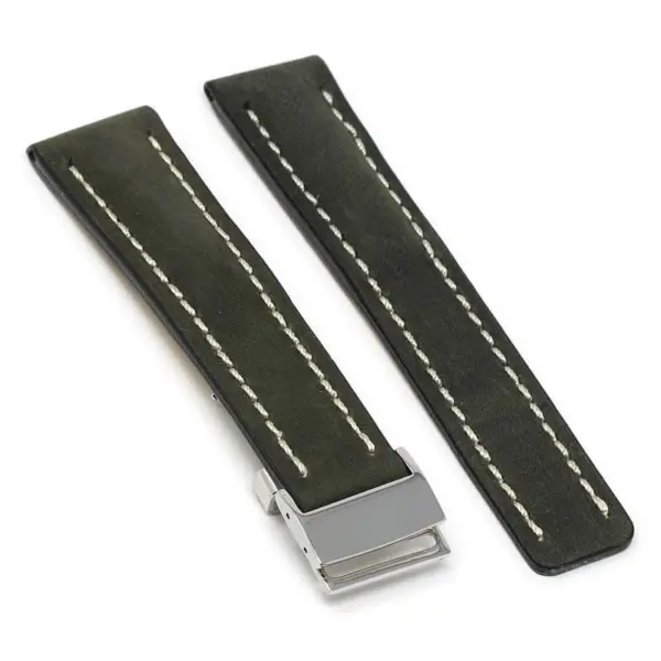 brc1.1.ps Main Black Polished Silver Clasp DASSARI Venture Distressed Italian Leather Watch Band Strap With Clasp For Breitling