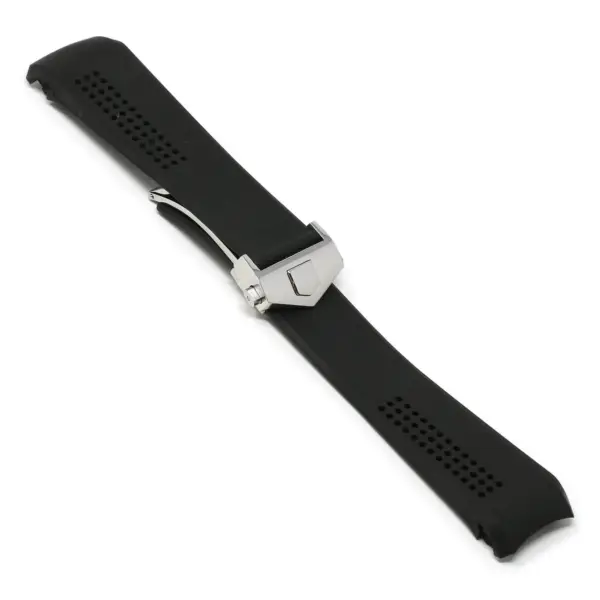 r.tag3 .1.ps Main Black Polished Silver Clasp StrapsCo Silicone Rubber Watch Band Strap For Tag Heuer Carrera Calibre