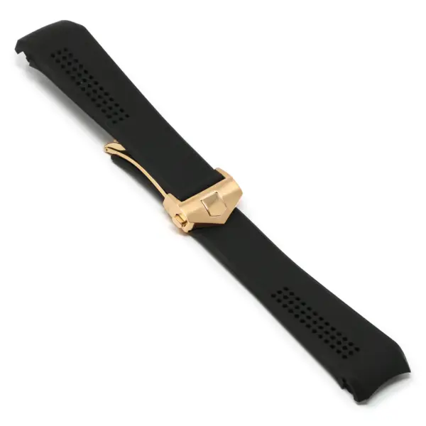 r.tag3 .1.rg Main Black Rose Gold Clasp StrapsCo Silicone Rubber Watch Band Strap For Tag Heuer Carrera Calibre