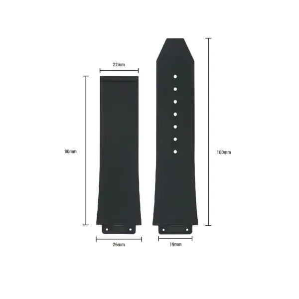 R.hb2.1.nb Up Black (No Clasp) Strap For Hublot Big Bang With Dimensions