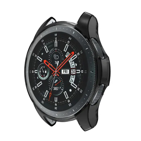 s.pc4 .1 Main Black StrapsCo Silicone Rubber Protective Case Cover for Samsung Galaxy Watch 46mm