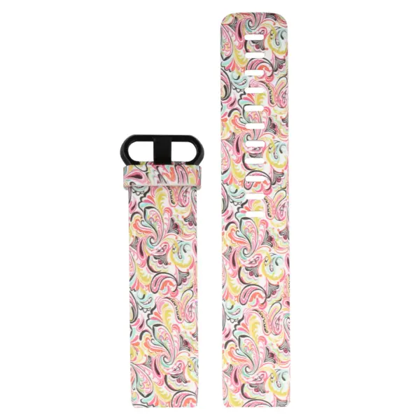 Fb.r38.h Main Light Paisley StrapsCo Patterned Silicone Rubber Watch Band Strap For Fitbit Charge 3