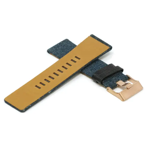 L.dz4.5.rg Cross Blue (Rose Gold Buckle) All Colors StrapsCo Denim & Leather Watch Band Strap For Diesel