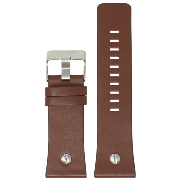 L.dz3a.2 Main Brown (Silver Buckle) StrapsCo Leather Rivet Strap For Diesel