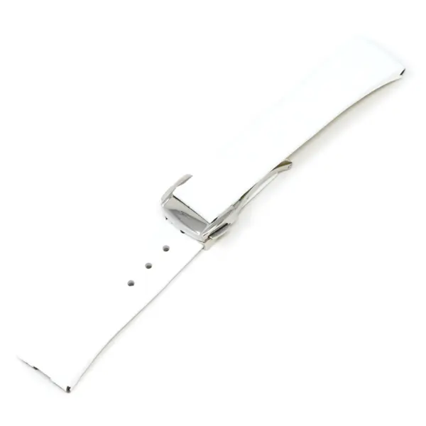 L.om1.22.ps White (Polished Silver Buckle) Alt StrapsCo Croc Embossed Leather Watch Band Strap For Constellation 1,2,3