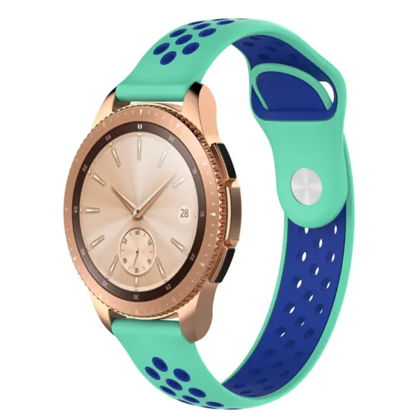 S.r10.11a.5.20 Main Mint Green & Blue StrapsCo Perforated Silicone Rubber Watch Band Strap Compatible With Samsung Galaxy Watch, Galaxy Watch Active & Gear