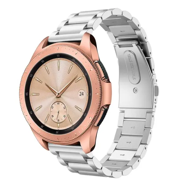 S.m8.ss.20 Main Silver StrapsCo Stainless Steel Watch Band Strap Compatible With Samsung Galaxy Watch, Galaxy Watch Active & Gear