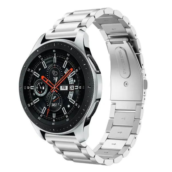 S.m8.ss.22 Main Silver StrapsCo Stainless Steel Watch Band Strap Compatible With Samsung Galaxy Watch, Galaxy Watch Active & Gear