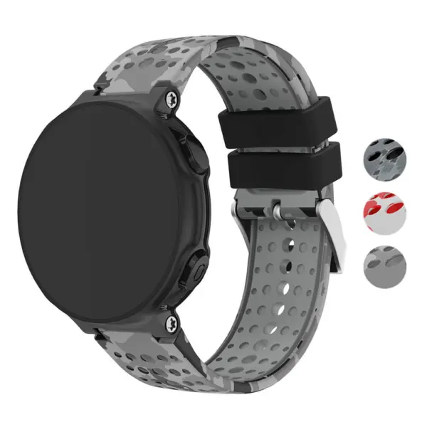 G.r34 Gallery Grey Camo StrapsCo Silicone Rubber Watch Band Strap For Garmin Forerunner 200 230 235 620 630 735XT & Approach S5S6S20